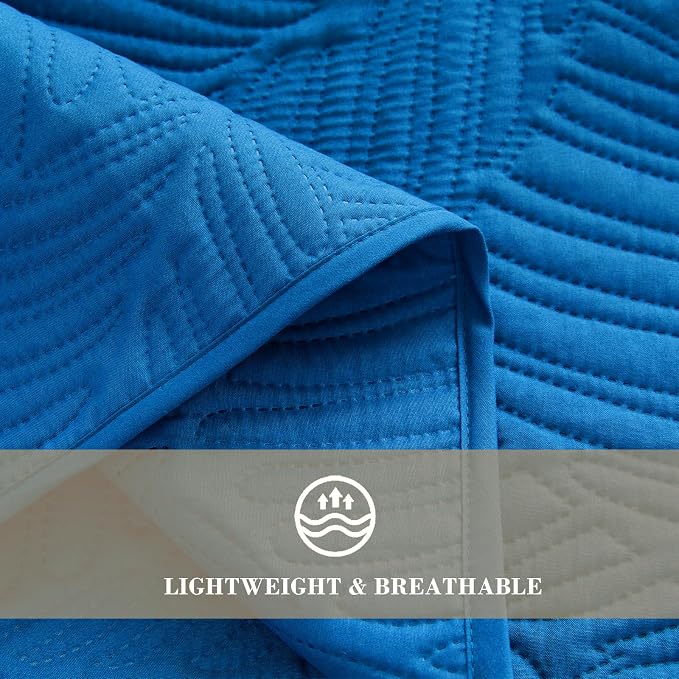 Exclusivo Mezcla Twin Quilt Bedding Set, Lightweight Royal Blue Quilts Twin Size - Image 5