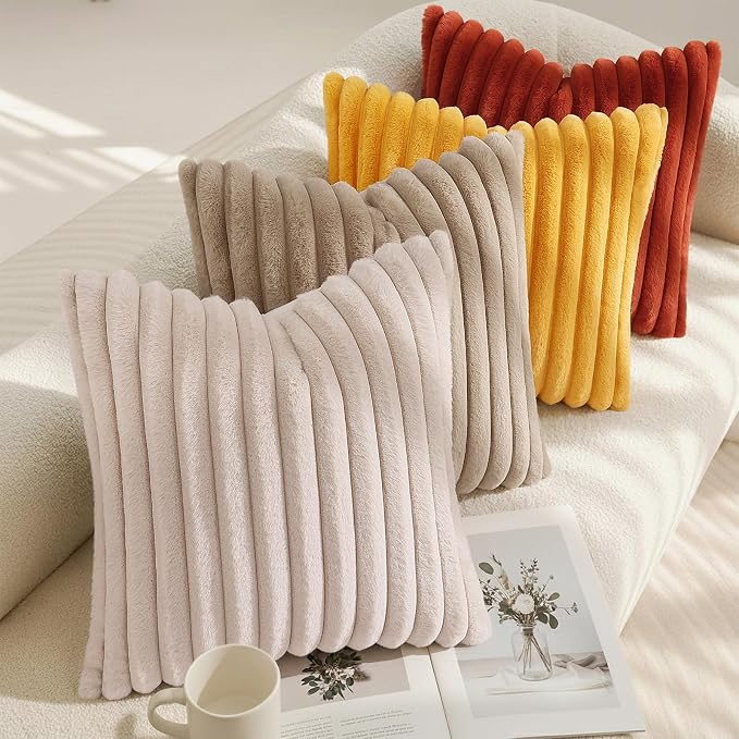decorUhome Cozy Faux Fur Throw Pillow Covers 16x16 Set of 2 Decorative Soft - Image 7