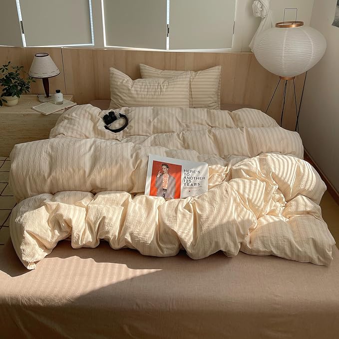 mixinni Retro Striped Duvet Cover Set Twin XL Size - Image 2