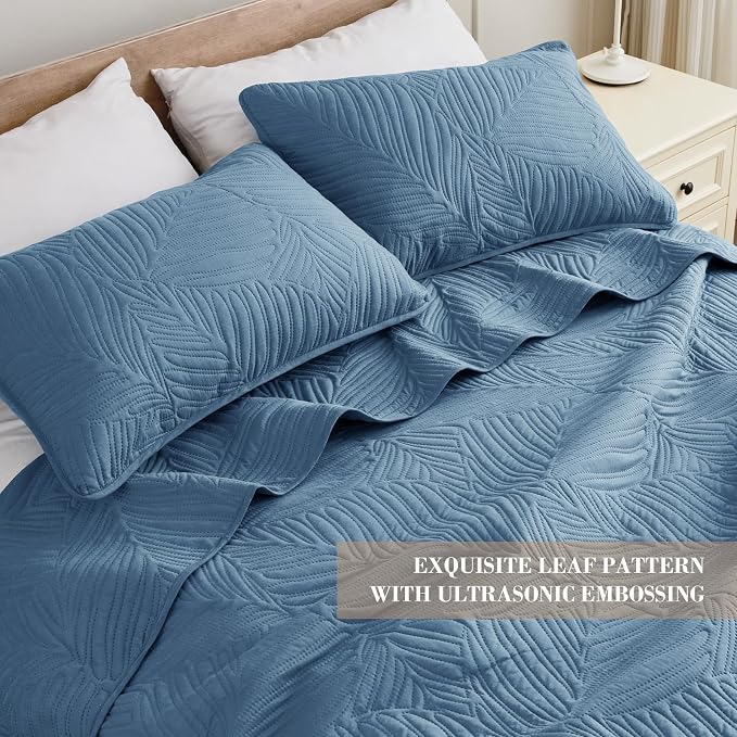 Exclusivo Mezcla Queen Quilt Bedding Set, Lightweight Bluish Grey Quilts Queen - Image 3