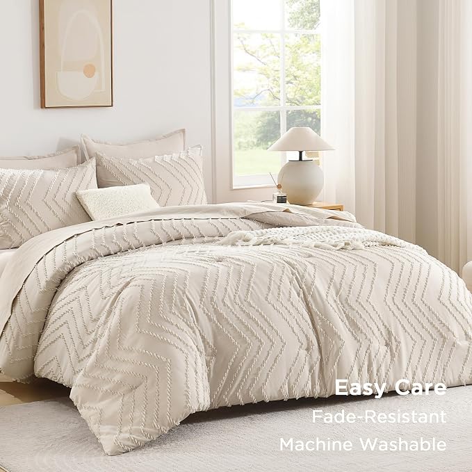 Andency Comforter Full Size Set, 3 Pieces Aesthetic Chevron Farmhouse Cute - Image 3