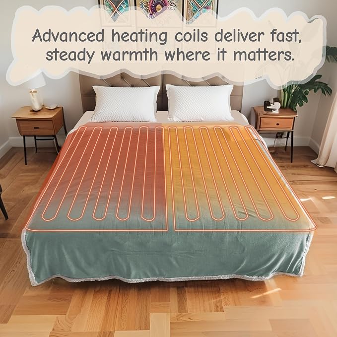Electric Heated Blanket Full Size 72"x84", Soft Flannel - Image 5