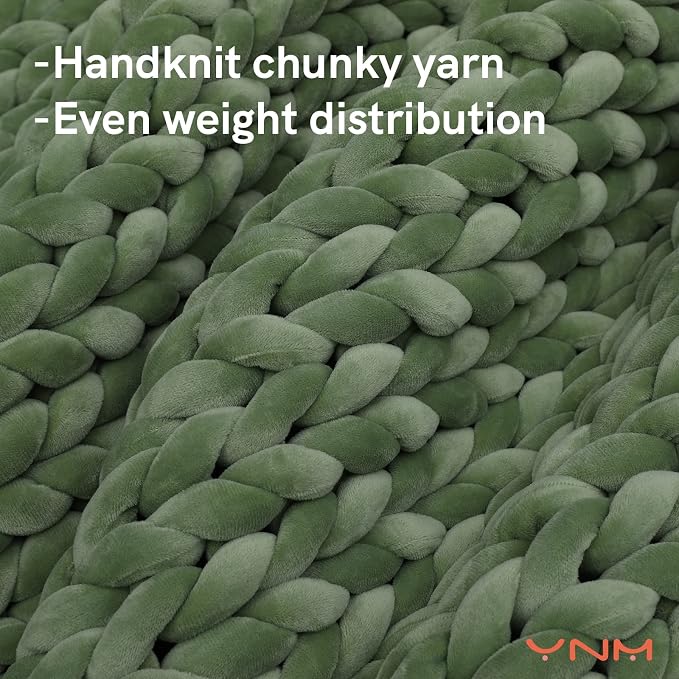 YnM Velvet Weighted Blanket, Handmade Chunky Knitted Design, Soft and Cozy - Image 2