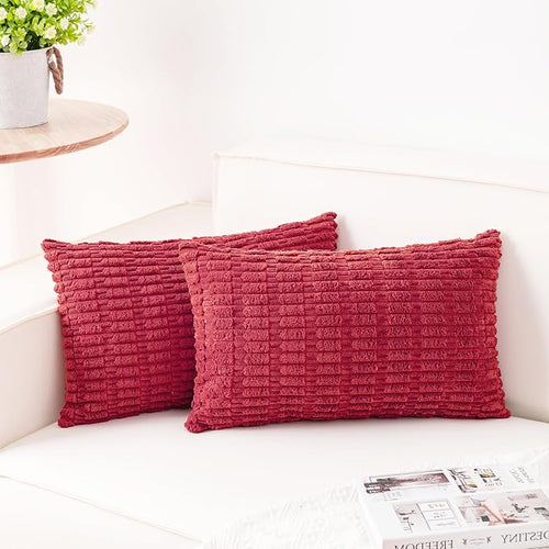 Aegero Pack of 2 Corduroy Decorative Throw Pillow Covers 12x20 InchSoft Boho by Unknown