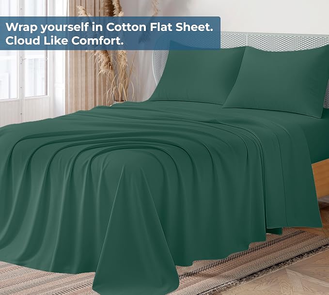Royale Linen 100% Organic Cotton California King Flat Sheet Only - Image 2