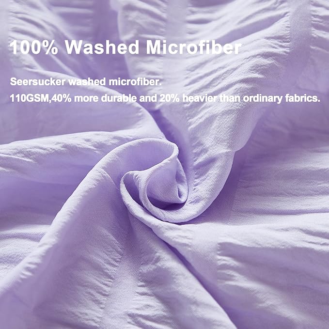 AveLom Lavender Purple Seersucker Duvet Cover Set Full, 3 Pieces, Ultra Soft - Image 3