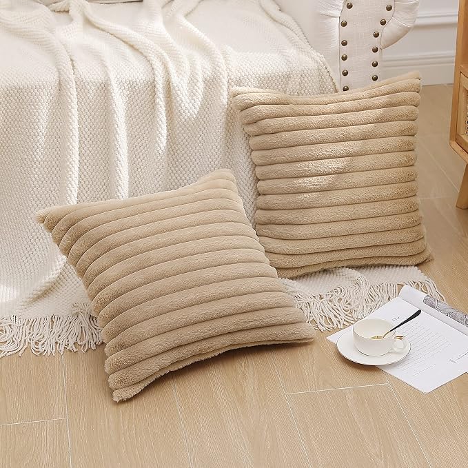 Pallene Faux Fur Plush Throw Pillow Covers 24x24 Set of 2, Luxury Soft Fluffy - Image 7