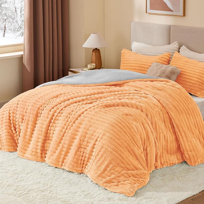 BEDELITE Fleece King Comforter Set -Super Soft & Warm Fluffy Coral Bedding - Image 2
