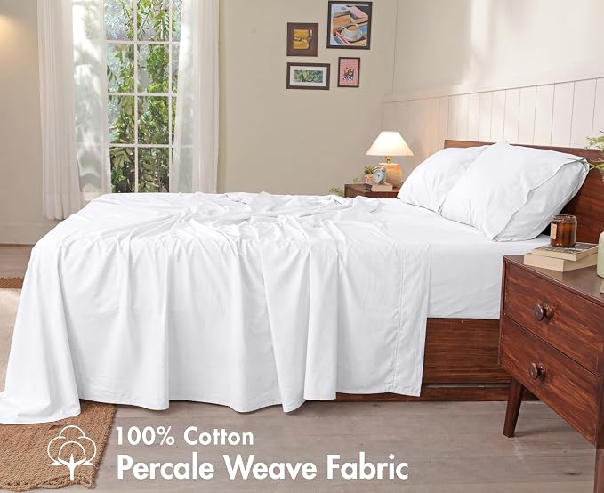RUVANTI 100% Cotton Sheets – Twin Size Percale Bedding, Cooling & Breathable - Image 2