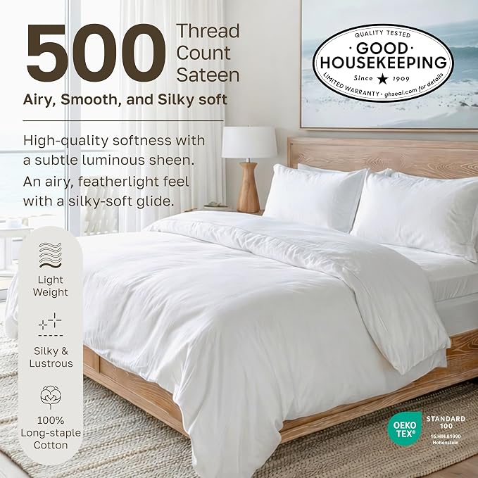 California Design Den Cotton Sateen Damask Stripe Fitted King Sheet Only - Image 3