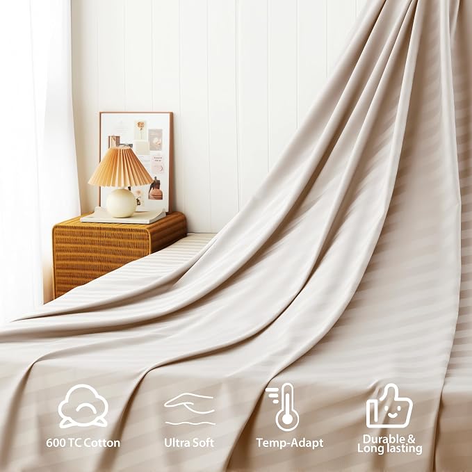 Cotton Flat Sheets Only, 600 TC 100% Cotton Flat Sheet Top Sheet Only, Queen - Image 4