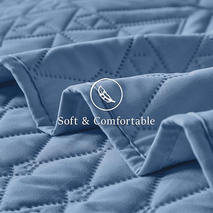 akkialla Twin Quilt Set, Boho Style in a Solid Color, Bluish Grey Lightweight - Image 6
