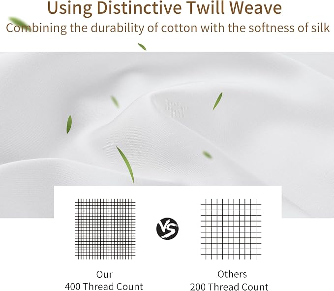 Bamboo Viscose Zippered Pillow Cases King Size Set of 2, 400 Thread Count - Image 2