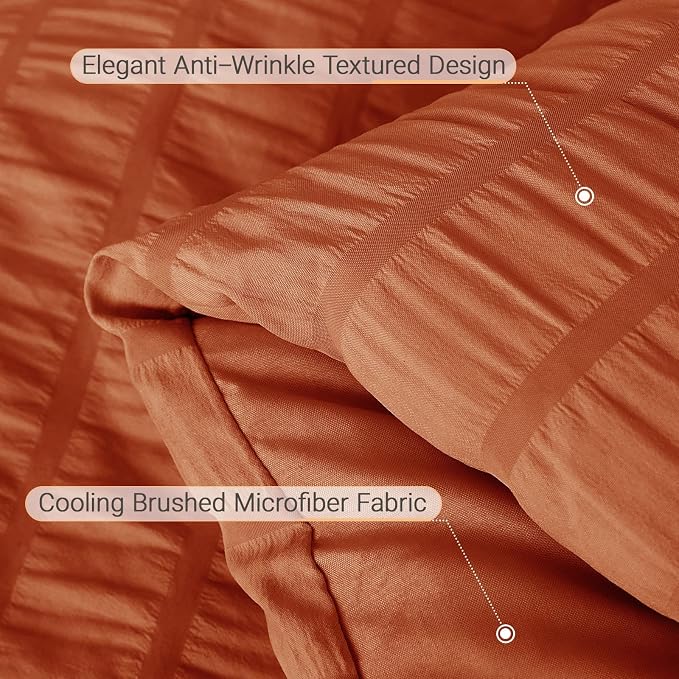 MUXHOMO 7 Pieces California King Comforter Set, Seersucker Bed in a Bag Cal - Image 6