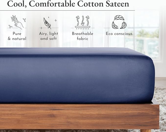California Design Den Natural 100% Cotton Fitted Sheet Queen Size Only - Image 6