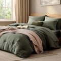 WRENSONGE Queen Comforter Set- 7 Pieces Soft Olive Green Bed in a Bag by WRENSONGE