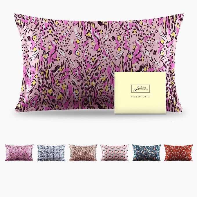 Mulberry Silk Pillowcase for Hair and Skin Standard Size Leopard Print Pillow by Suatien