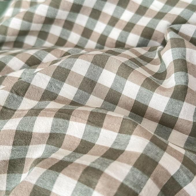 MKXI Sage Green Gingham Duvet Cover Full, 3-Piece Ruffled Bedding Set - Image 6