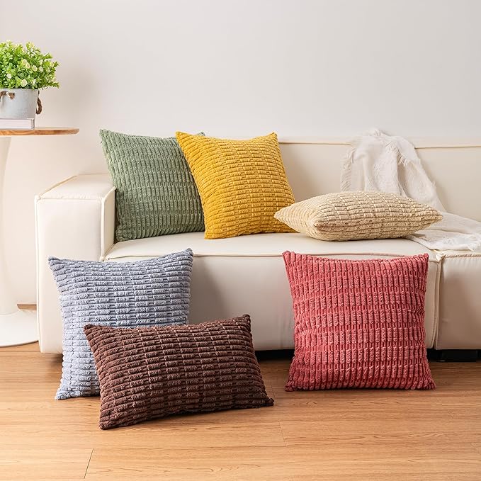 Aegero Pack of 2 Christmas Green Corduroy Decorative Throw Pillow Covers 12x20 - Image 7