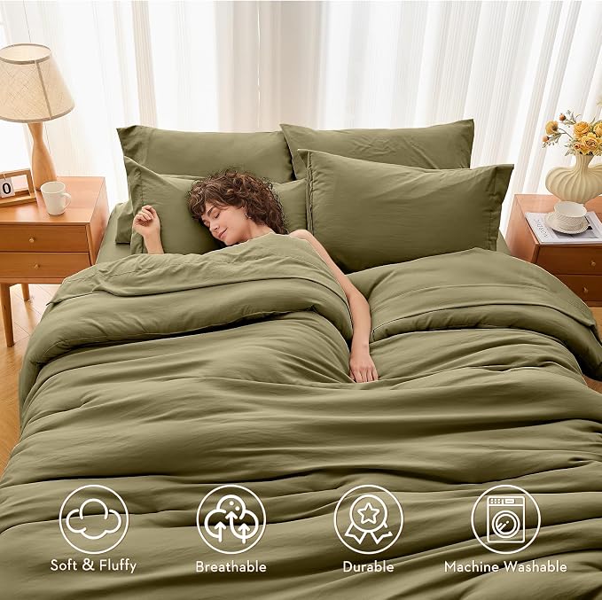 MUXHOMO 7 Pieces Queen Comforter Set, Soft Bed in a Bag Queen Size, All Season - Image 2