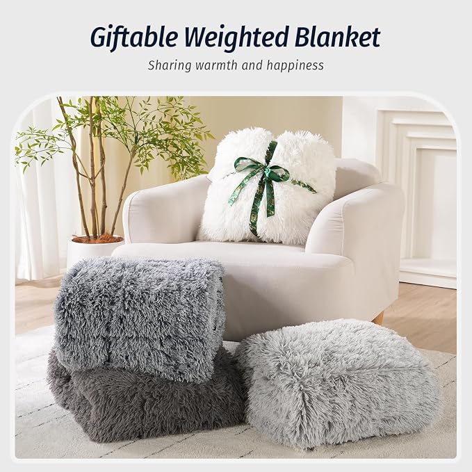 Wemore Shaggy Long Fur Faux Fur Weighted Blanket, Cozy and Plush Sherpa Long - Image 5