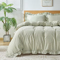 Gingham Duvet Cover King Size, 3 Pieces Soft Breathable Microfiber Plaid by Kisswish