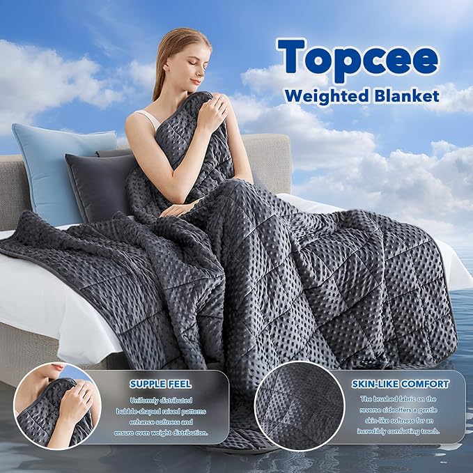 Topcee Weighted Blanket for Adults, Minky Dots Heavy Blanket for 190-210lbs - Image 2