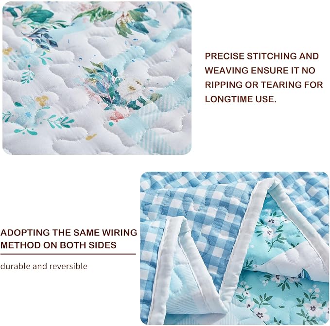 Joyreap 3 Pieces Floral Patchwork Quilt Set King, Soft n Cozy Microfiber Quilt - Image 4