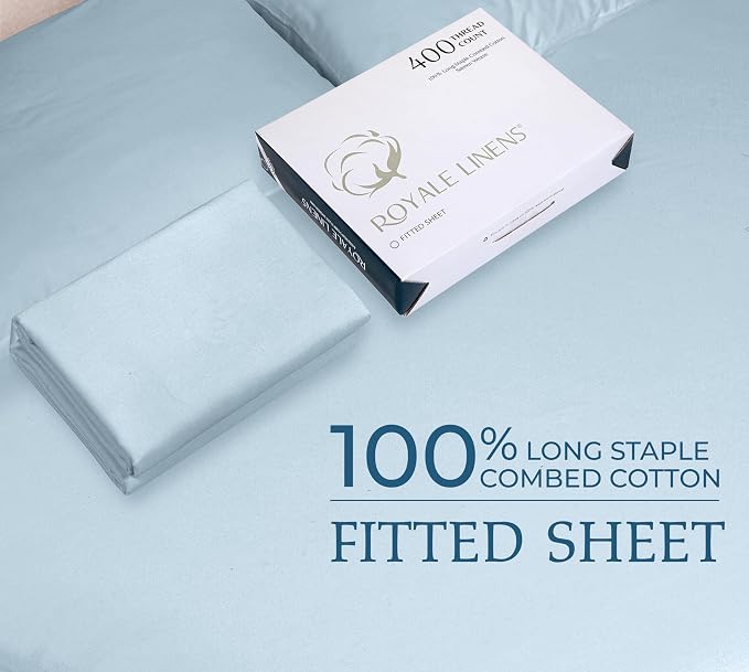Royale Linens 400 Thread Count 100% American Grown Cotton Fitted Sheet Full Size - Image 9