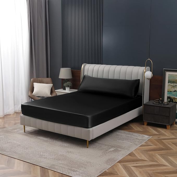 Homiest Black Satin Fitted Sheet Twin Size, Deep Pocket, Luxury & Ultra Soft - Image 7