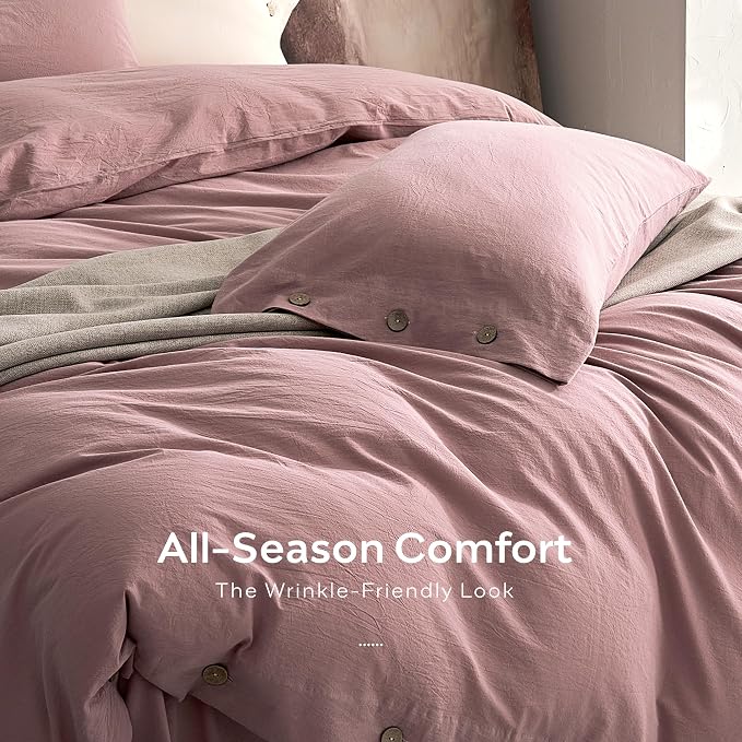 JELLYMONI 100% Washed Cotton Duvet Cover King – Soft, Breathable Linen-Look - Image 5