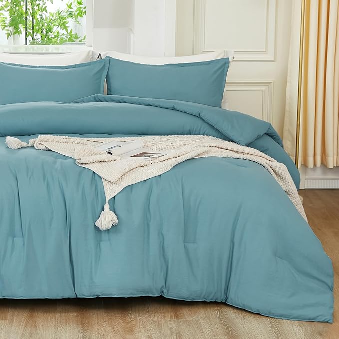 Litanika Comforters Grayish Teal Oversized Queen Size, 3 Pieces Lightweight - Image 3