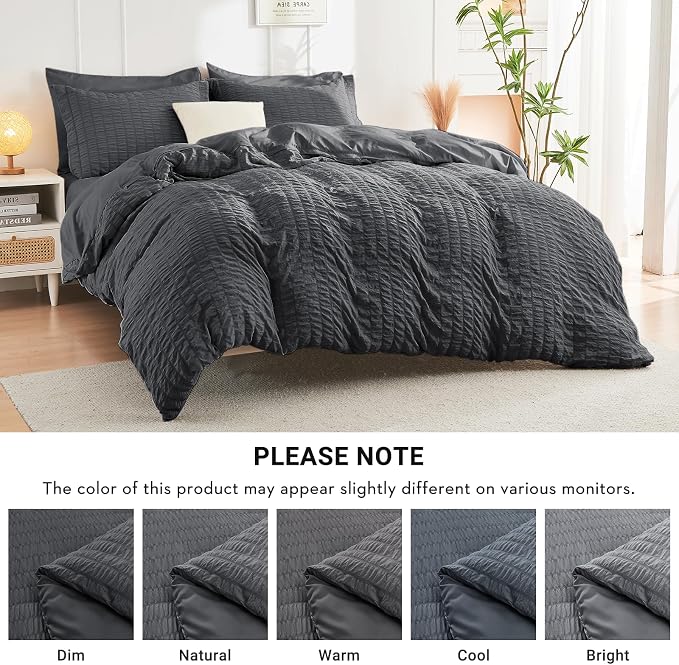 HYMOKEGE Twin Comforter Set Seersucker 5 Pieces, All Season Luxury Bed in a Bag - Image 7
