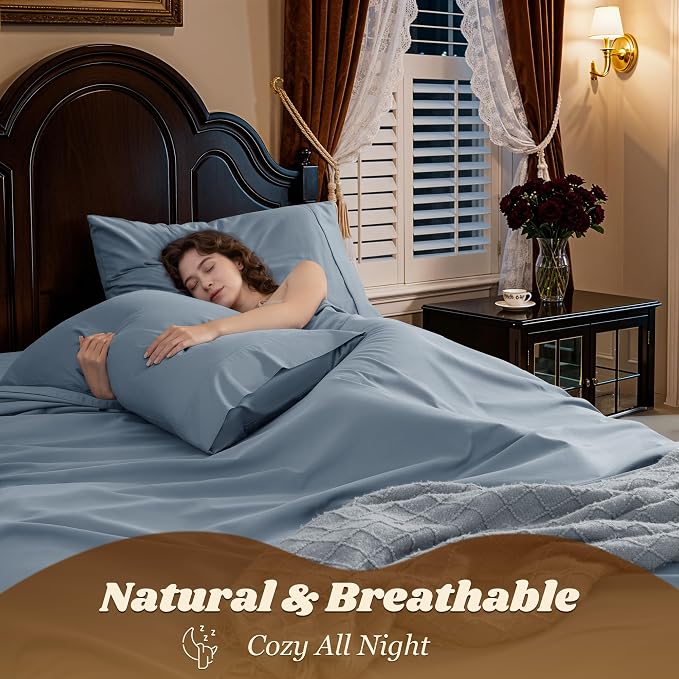 LBRO2M 1000 Thread Count 100% Egyptian Cotton Sheets Set Full Size, 4 Piece - Image 5