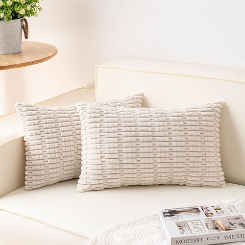 Aegero Pack of 2 Corduroy Decorative Throw Pillow Covers 12x20 InchSoft Boho by Unknown