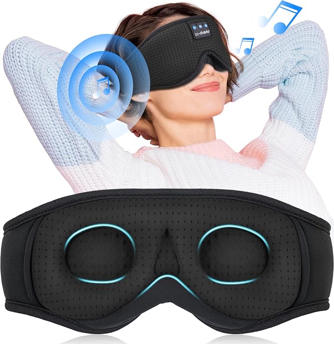 LC-dolida Sleep Mask Bluetooth Headphones Weighted Sleeping Mask 3D Eye Mask - Image 9