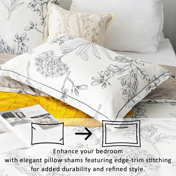 LEMIROE Floral Cotton Comforter King Size 3Pcs - Image 2