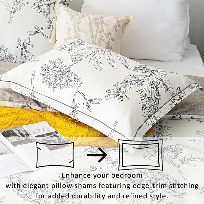 LEMIROE Floral Cotton Comforter Queen Size 3Pcs - Image 2