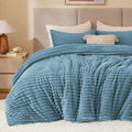 BEDELITE Fleece Queen Comforter Set -Super Soft & Warm Fluffy Blue Fog Bedding by BEDELITE
