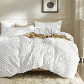 JELLYMONI Bright White Duvet Cover Queen Size, Soft Breathable Seersucker Duvet by JELLYMONI