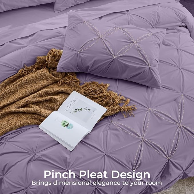 Sasttie Twin Comforter Set, 5-Piece Bed in a Bag, Pintuck Bedding Sets - Image 4