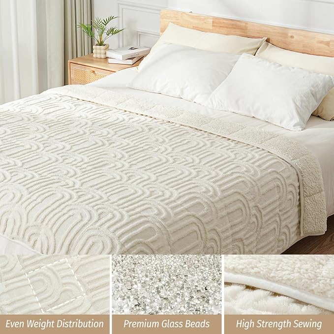 Wemore Jacquard Fleece Weighted Blanket Twin Size 48" x 72" 12lbs, Ultra Soft - Image 4