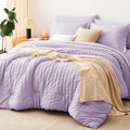 CozyLux Queen Comforter Set Light Purple Seersucker 7 Pieces Bed in a Bag Queen by CozyLux