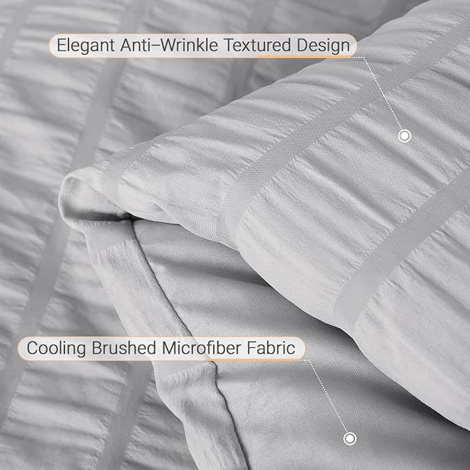 MUXHOMO 7 Pieces King Comforter Set, Seersucker Bed in a Bag King Size - Image 6