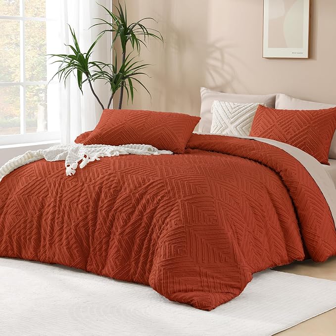Andency Full Size Comforter Sets Burnt Orange, Boho Lightweight Full Bed Set by Andency