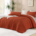 Andency Burnt Orange Oversized King Comforter 120"x120", 3 Pieces Terracotta by Andency