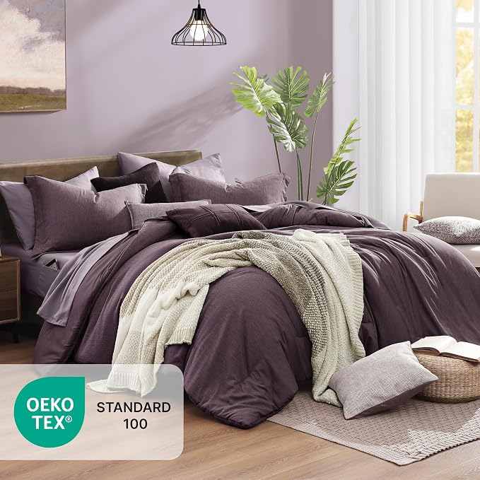 Monbix Twin XL Comforter Set Italian Plum, Cationic Dyeing Bedding Set - Image 5