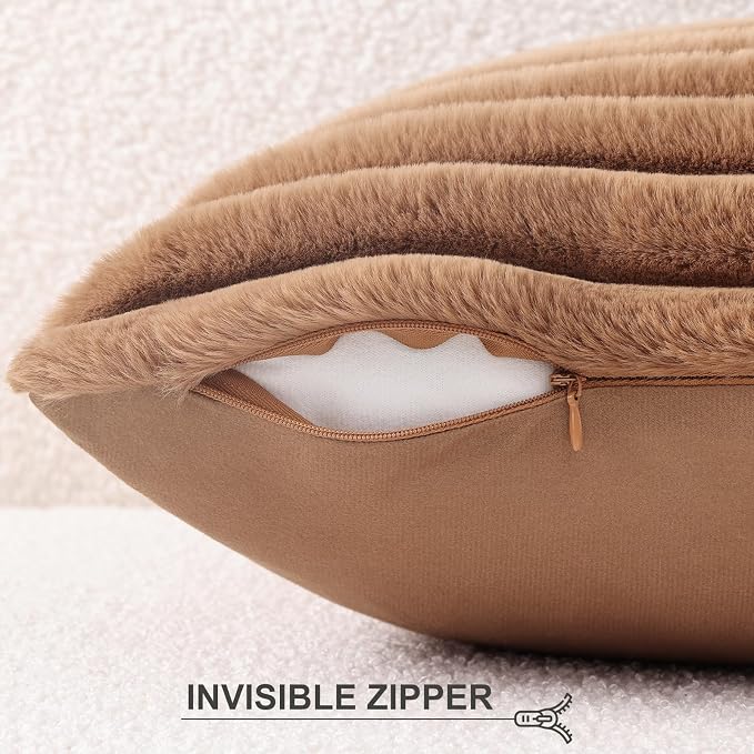 Pallene Faux Fur Plush Lumbar Throw Pillow Covers 12x20 Set of 2, Luxury Soft - Image 3