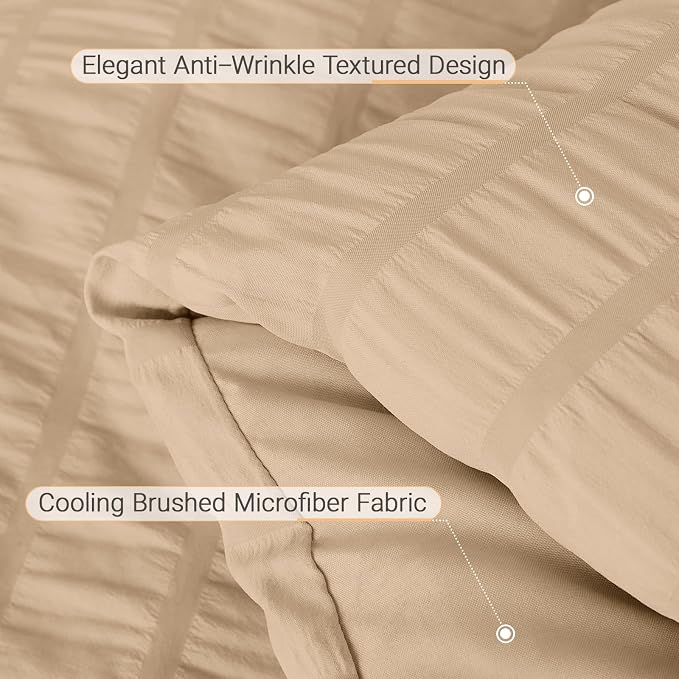 MUXHOMO 5 Pieces Twin Comforter Set, Seersucker Bed in a Bag Twin Size - Image 5