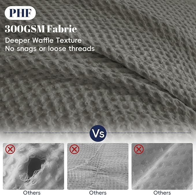 PHF Waffle Weave Duvet Cover Set Queen Size, No Snagging Ultra Soft Luxury - Image 3